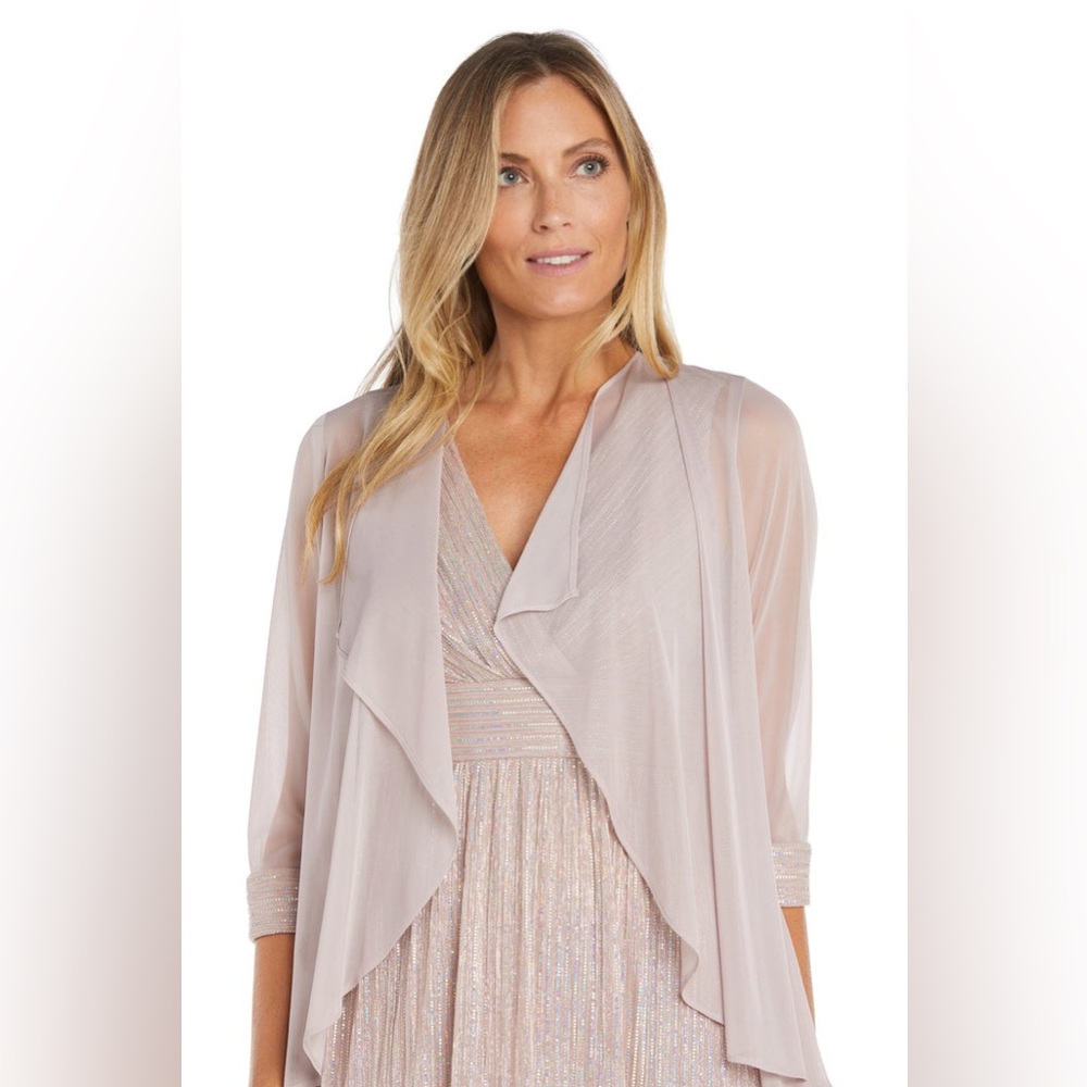 Long Pleated Jacket Dress – Formal Metallic – R&M Richards1595 - Picture 5 of 9